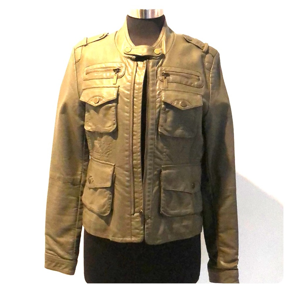Faux Leather Military Style Jacket (BB1)